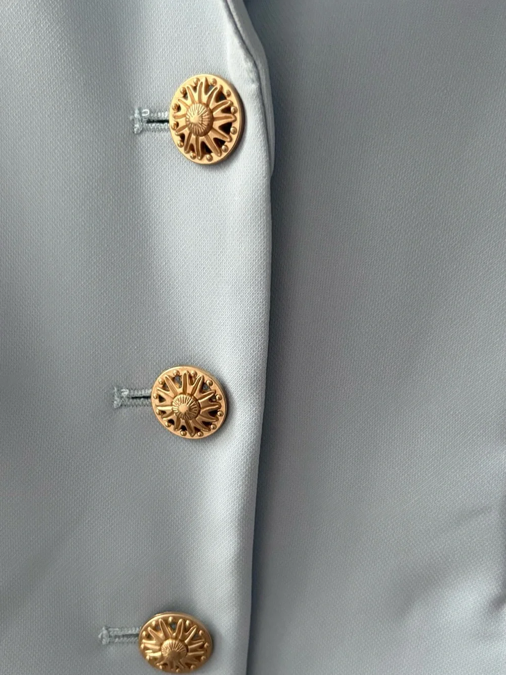 ESQUALO Pale Blue Cropped Blazer with Gold Buttons - Picture 13 of 13